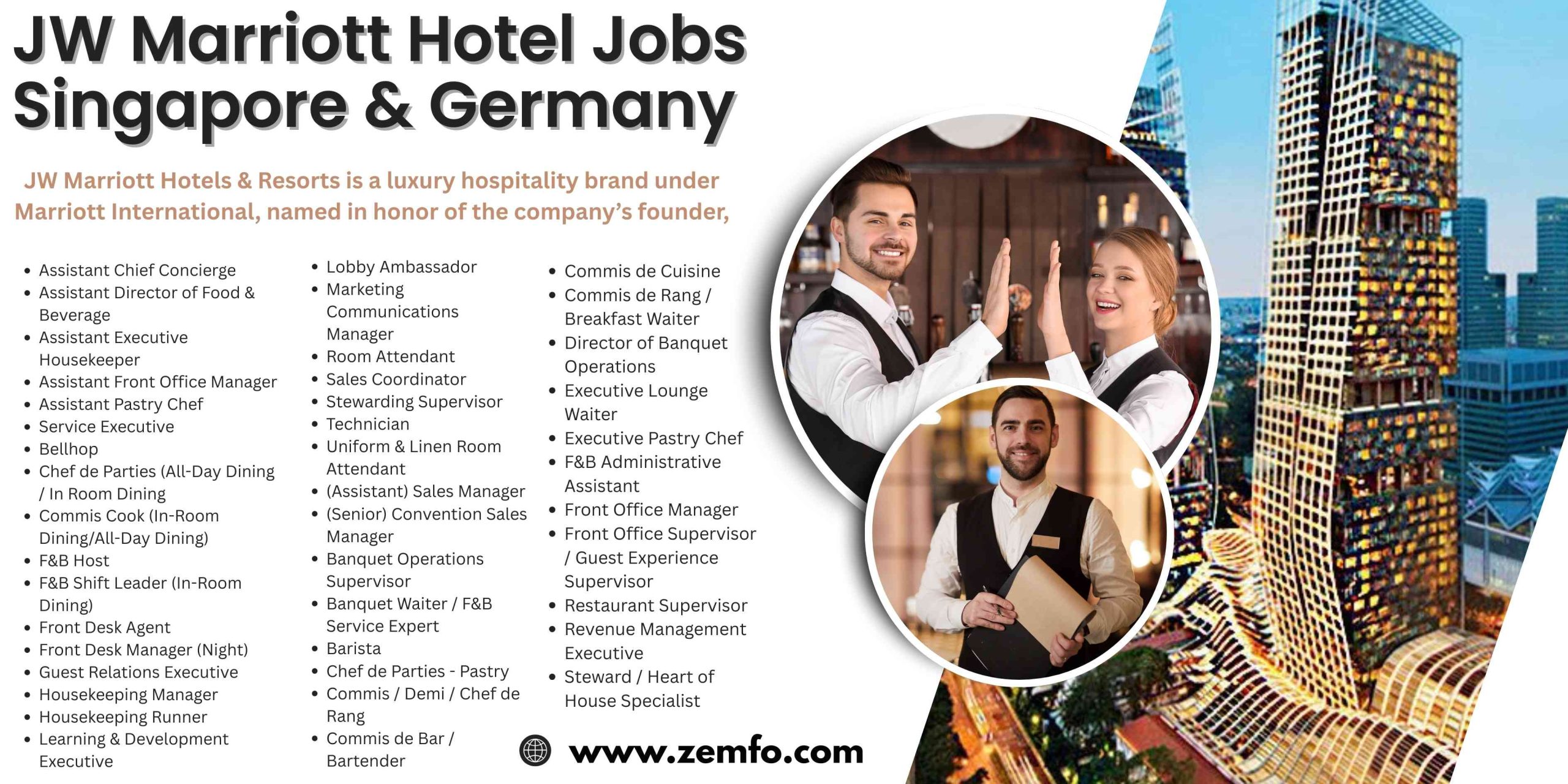 JW Marriott Hotel Jobs Singapore & Germany