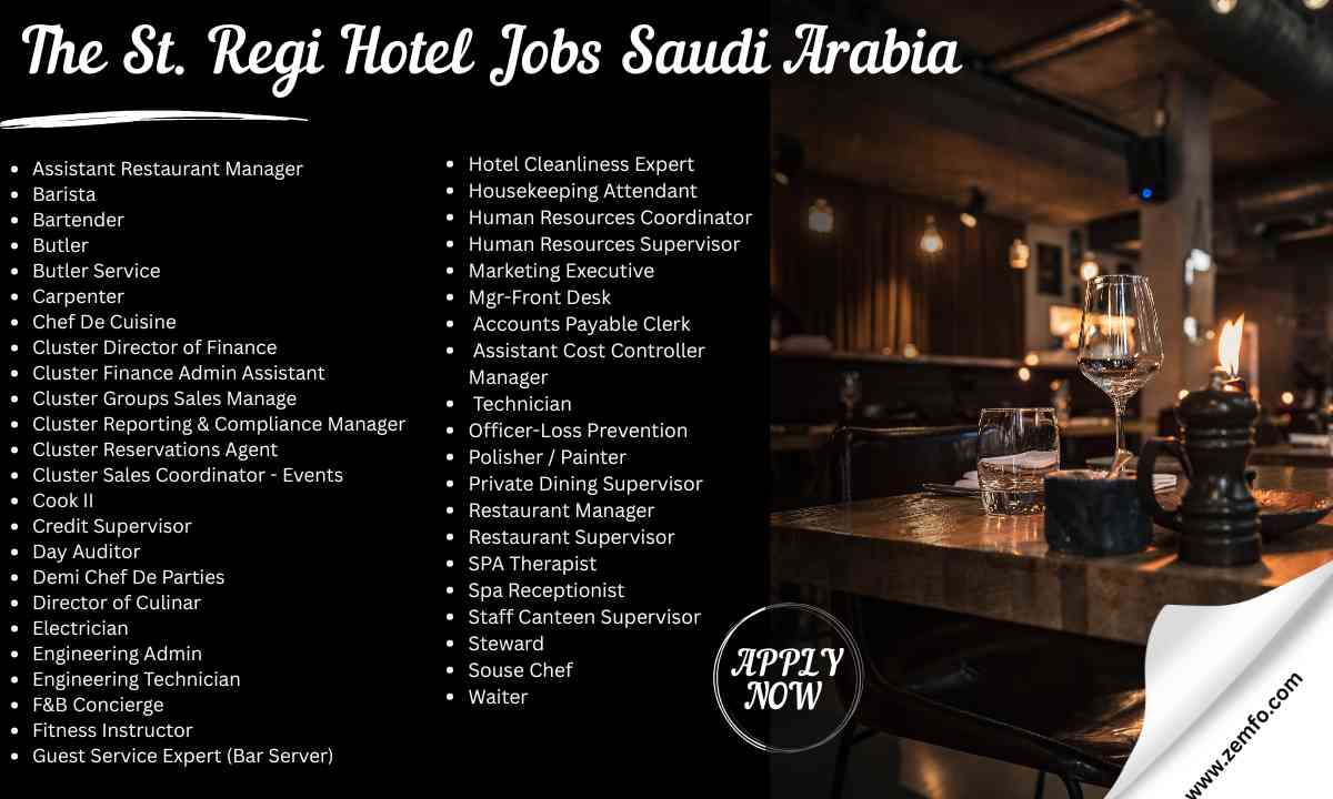 The St. Regi Hotel Jobs Saudi Arabia