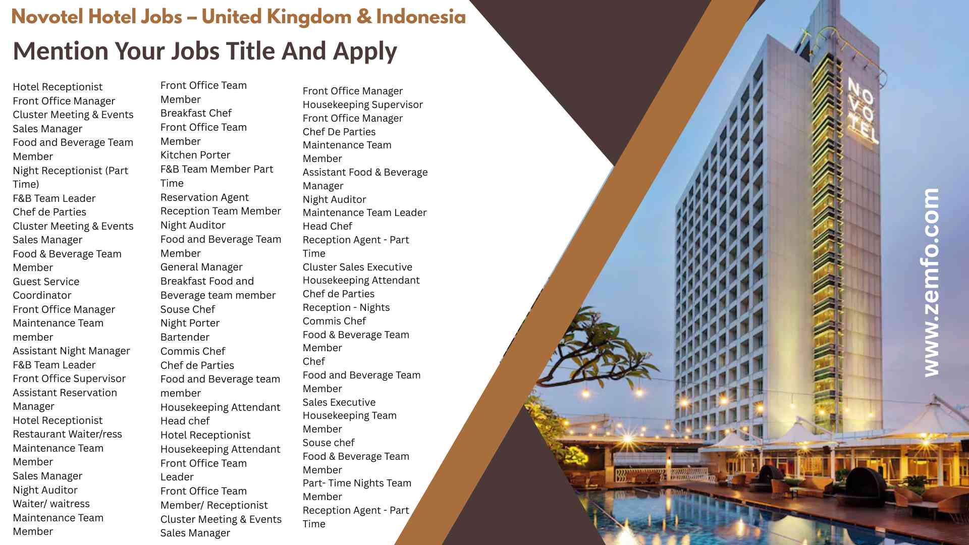Novotel Hotel Jobs – United Kingdom & Indonesia