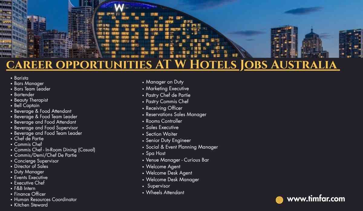 W Hotels Jobs Australia