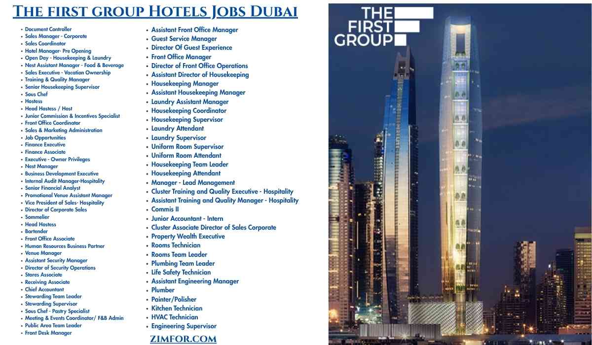 The first group Hotels Jobs Dubai
