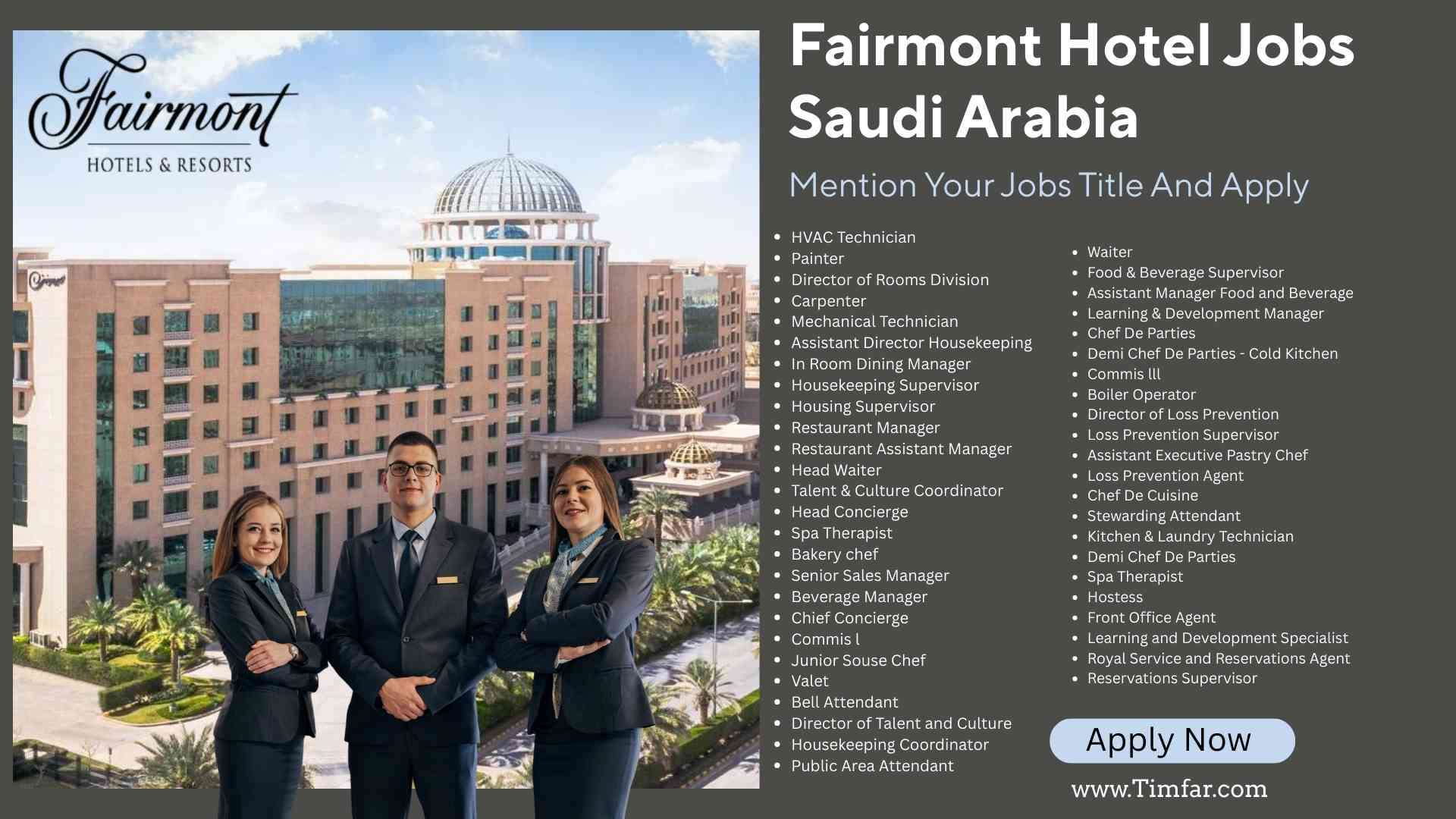 Fairmont Hotel Jobs Saudi Arabia